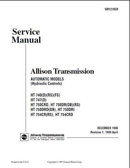 Allison Transmission HT 740 Series Service Manual