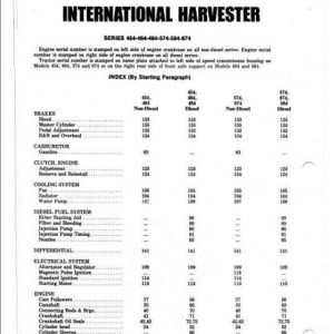 International Harvester 454, 464, 484, 574, 584,674 Shop Manual