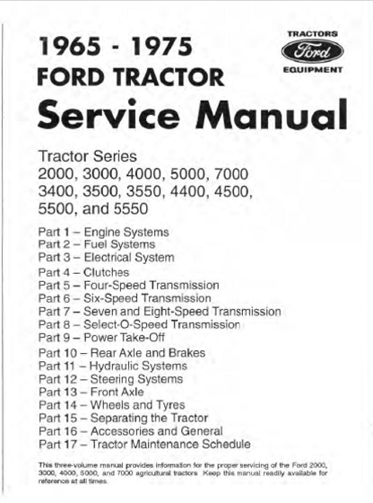 1965-1975 Ford 2000-7000 Tractor Service Repair Manual
