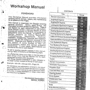 Kia Pregio Workshop Manual