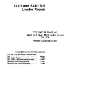 John Deere 644H Loader Repair Technical Manual