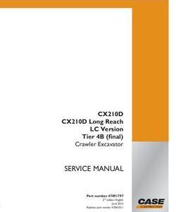 Case Cx210d Crawler Excavator Service Manual