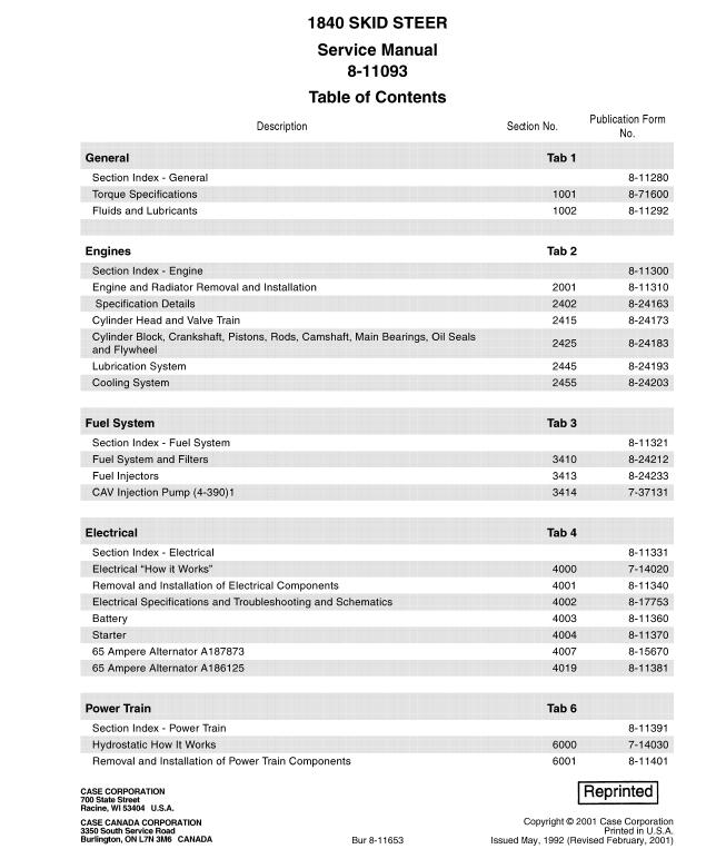 Case 1840 Service Manual