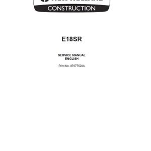 New Holland E18SR Mini Excavator Service Manual