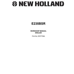 New Holland E235BSR Excavator Workshop Manual