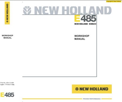 New Holland Kobelco E485 Crawler Excavator Workshop Manual