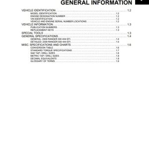 2009 Polaris Ranger 500 4X4 EFI Service Manual