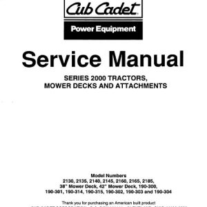 Cub Cadet 2000 Series Service Repair Manual
