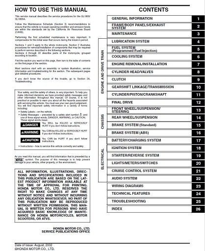 Honda GL1800 Service Repair Manual