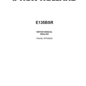 New Holland E135BSR Excavator Service Repair Manual