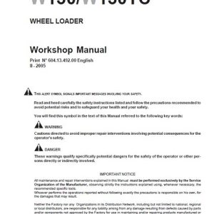 New Holland W130 / W130TC Wheel Loaders Workshop Manual