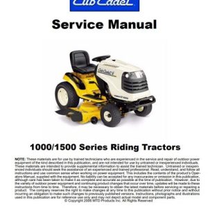 Cub Cadet 1000/1500 Series Riding Tractors Service Manual