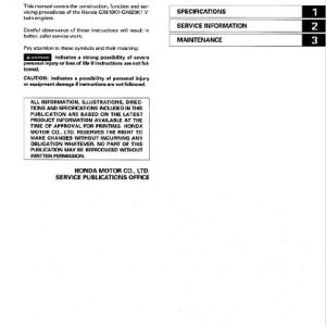 Honda GX610 and GX620 Engines Service Repair Manual