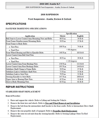 2008-2010 Buick Enclave Service Repair Manual