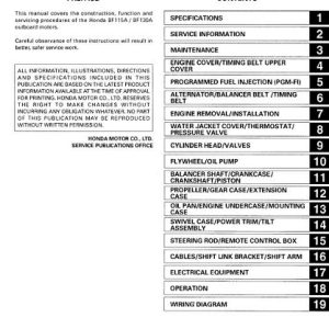 Honda Marine Outboard BF115A BF130A Service Repair Manual