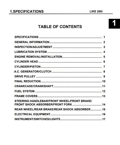 KYMCO Like 200i Scooter Service Repair Manual