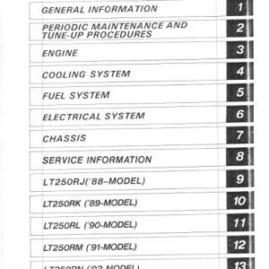 Suzuki LT250R Quadracer Service Repair Manual