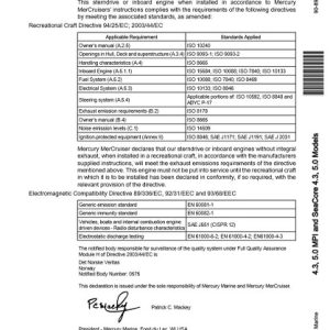 Mercury Mercruiser 4.3, 5.0 MPI and SeaCore 4.3, 5.0 Models Engine Service Manual