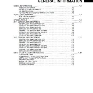 2011-2012 Polaris Ranger 800 XP HD 6X6 Service Manual
