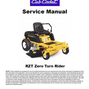 Cub Cadet RZT Zero Turn Rider Mower Service Manual (2004-2005)