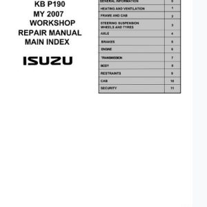 2007-2012 Isuzu D-max,holden Colorado Service Manual