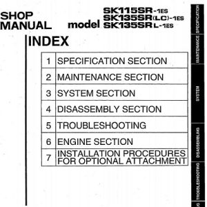 Kobelco Sk115sr-1es, Sk135sr-1es, Sk135srlc-1es, Sk135srl-1es Hydraulic Excavator Shop Manual