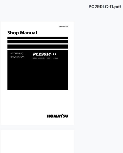 Komatsu PC290LC-11 Hydraulic Excavator Shop Manual