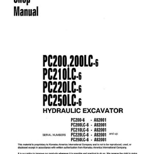 Komatsu Pc200-6 Pc200lc-6 Pc210lc-6 Pc220lc-6 Pc250lc-6 Hydraulic Excavator Shop Manual