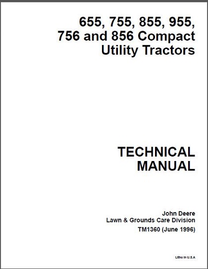 John Deere 655,755, 756, 855, 856 Tractor Technical Manual