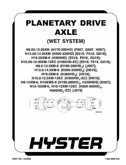 Hyster J019 Service Manual