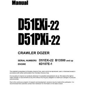 Komatsu D51EXi-22, D51PXi-22 Crawler Dozer Shop Manual