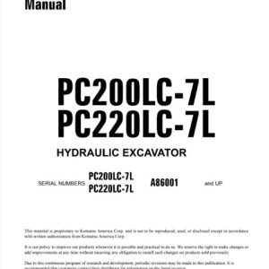 Komatsu PC200LC-7L, PC220LC-7L Hydraulic Excavator Shop Manual