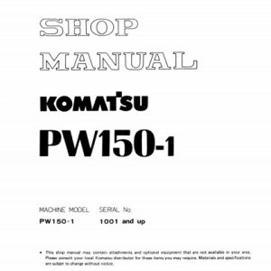 Komatsu PW150-1 Hydraulic Excavator Shop Manual