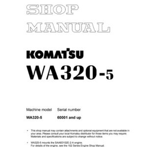 Komatsu WA320-5 Wheel Loader Shop Manual