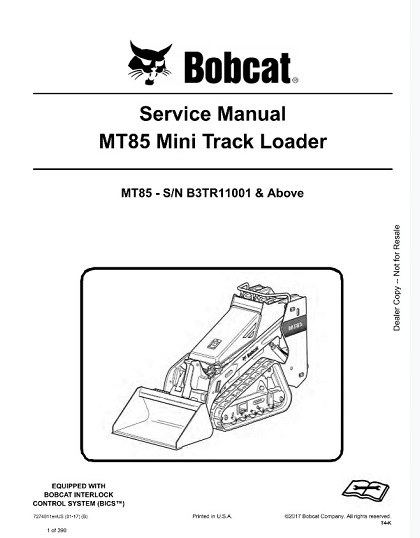 Bobcat MT85 Mini Track Loader Service Manual