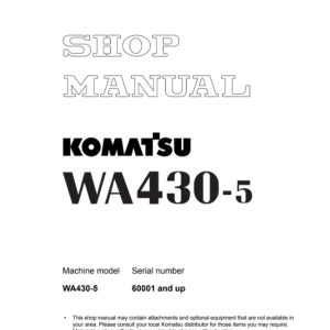 Komatsu WA430-5 Wheel Loader Shop Manual