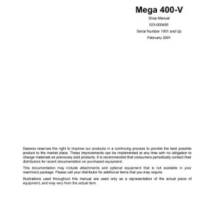 Doosan Mega 400-V M400-V Wheel Loader Service Manual