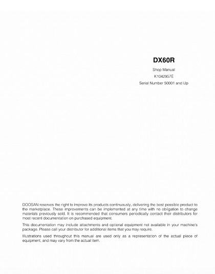 Doosan DX60R Excavator Service Repair Manual