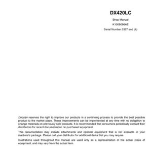 Doosan Daewoo DX420LC Hydraulic Excavator Service Manual