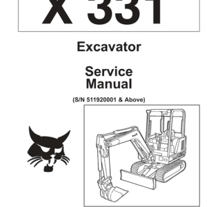Bobcat X331 Hydraulic Excavator Service Repair Manual