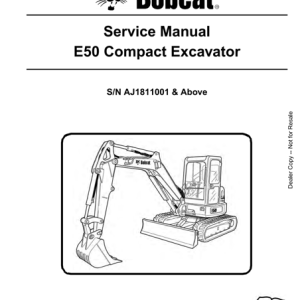 Bobcat E50 Compact Excavator Service Repair Manual