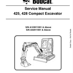 Bobcat 425, 428 Compact Excavator Service Repair Manual