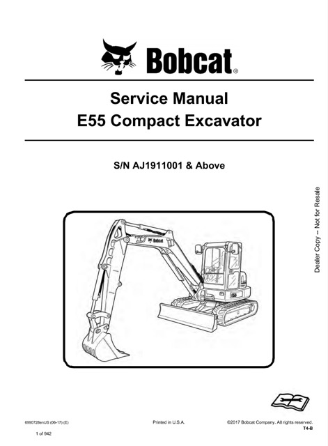 Bobcat E55 Compact Excavator Service Manual
