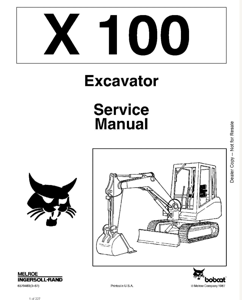 Bobcat X100 Excavator Service Repair Manual
