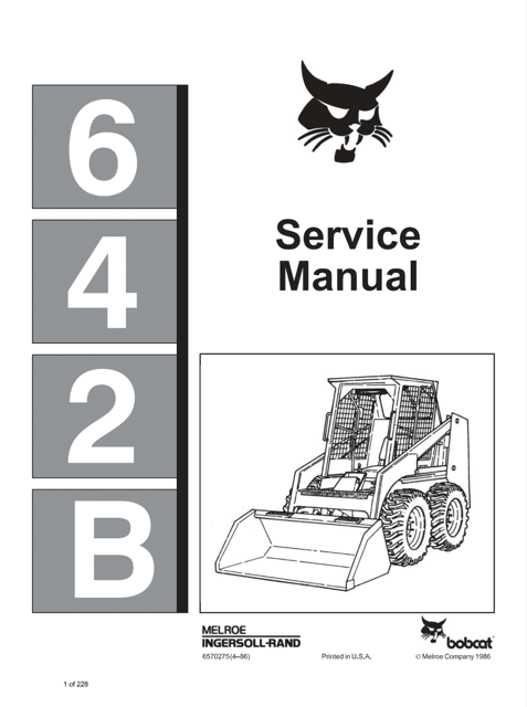 Bobcat 642B Skid Steer Loader Service Manual