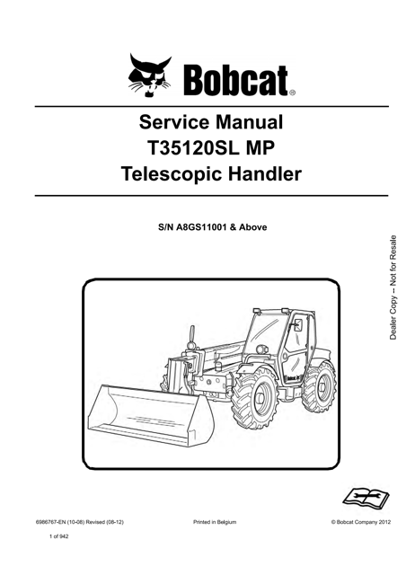 Bobcat T35120SL MP Telescopic Handler Service Manual