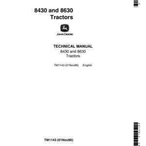 John Deere 8430, 8630 Tractors Technical Manual TM1143