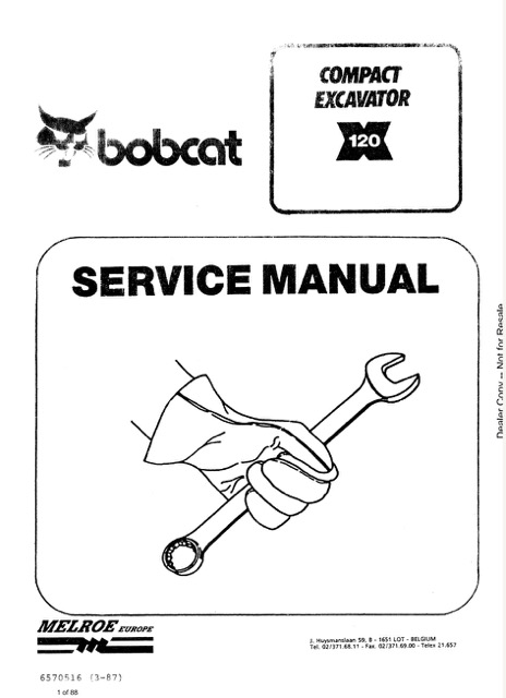 Bobcat 120 Compact Excavator Service Repair Manual