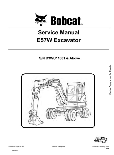 Bobcat E57W Excavator Service Repair Manual