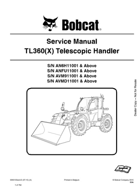 Bobcat TL360(X) Telescopic Handler Service Repair Manual